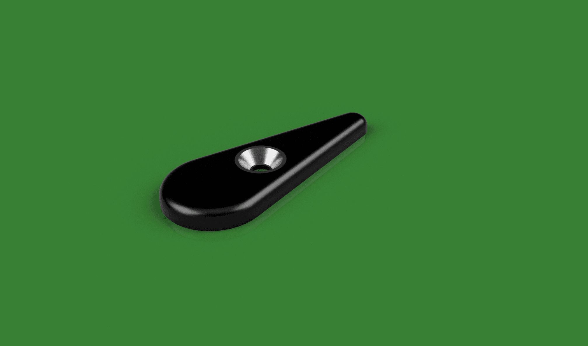 Bouldering route tag in matte black, angled view