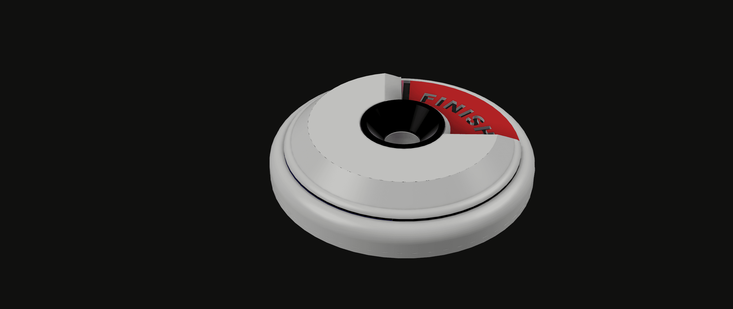 Identifier mounted at angle showing FINISH position