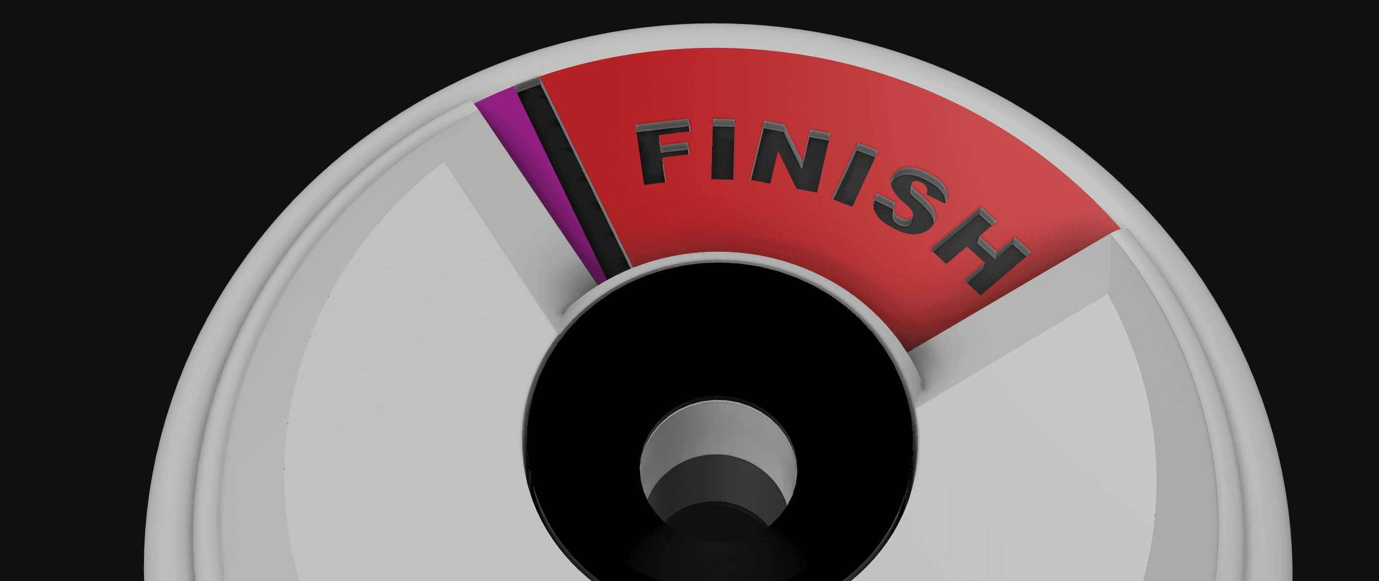 Dial set to FINISH — red sector visible